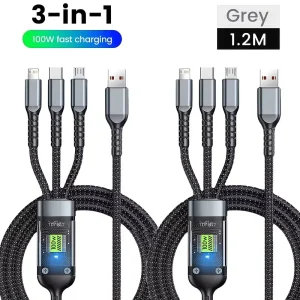3 in 1 Fast Charging USB Cable with Type-C, Micro USB