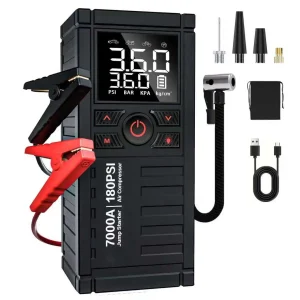 Car Battery Jump Starter with Air Compressor - Auto Portable Tire Inflator